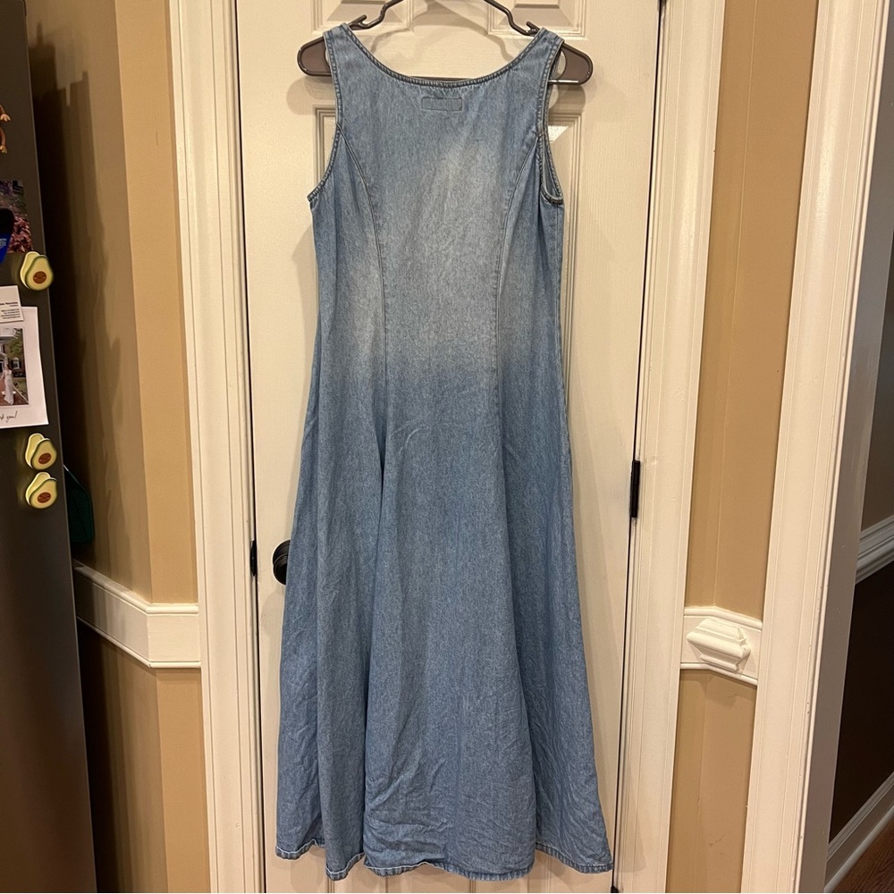 Vintage Guess Denim Midi Dress Button Down Sleeveless Y2K Western Boho Indie - Picture 7 of 7